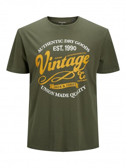 Jack & Jones JPRBLUBOOSTER TEE Khaki - Trička - Trička nadměrné velikosti - 2XL-14XL