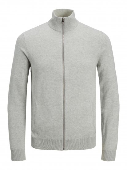 Jack & Jones JJEMIL Knit Turtle Zip Cardigan Light Grey - Mikiny & mikiny s kapucí - Mikiny & Mikiny s kapucí 2XL-12XL