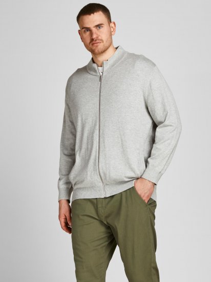 Jack & Jones JJEMIL Knit Turtle Zip Cardigan Light Grey - Mikiny & mikiny s kapucí - Mikiny & Mikiny s kapucí 2XL-12XL