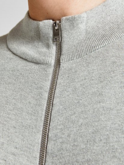 Jack & Jones JJEMIL Knit Turtle Zip Cardigan Light Grey - Mikiny & mikiny s kapucí - Mikiny & Mikiny s kapucí 2XL-12XL