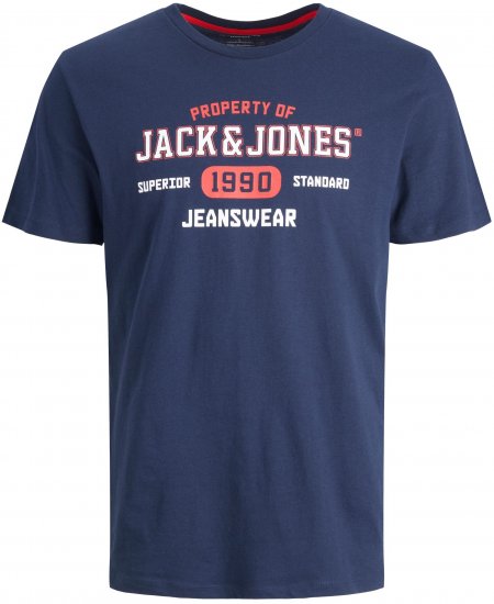 Jack & Jones JJSTAMP TEE Navy - Trička - Trička nadměrné velikosti - 2XL-14XL