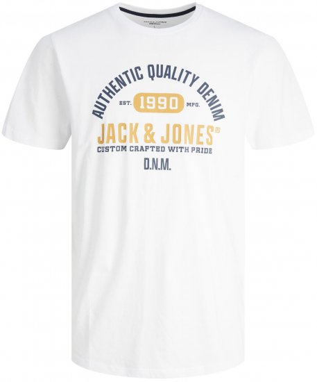 Jack & Jones JJSTAMP TEE White - Trička - Trička nadměrné velikosti - 2XL-14XL