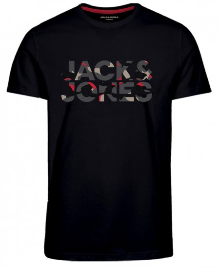 Jack & Jones JJRAMP T-Shirt Soldier Print Black - Trička - Trička nadměrné velikosti - 2XL-14XL