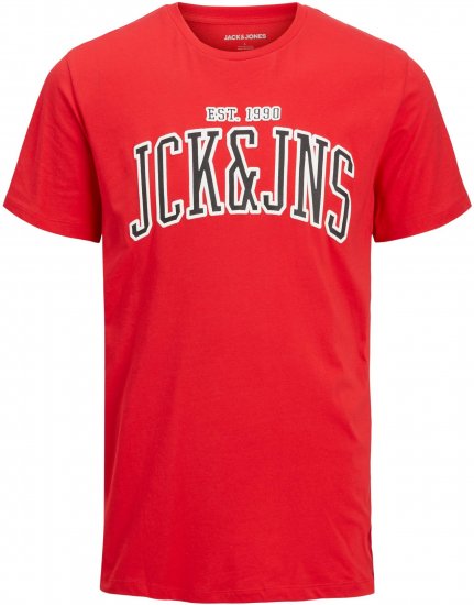 Jack & Jones JJCEMB TEE Red - Trička - Trička nadměrné velikosti - 2XL-14XL