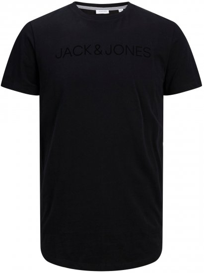 Jack & Jones JJHUGO FLOCK TEE Black - Trička - Trička nadměrné velikosti - 2XL-14XL