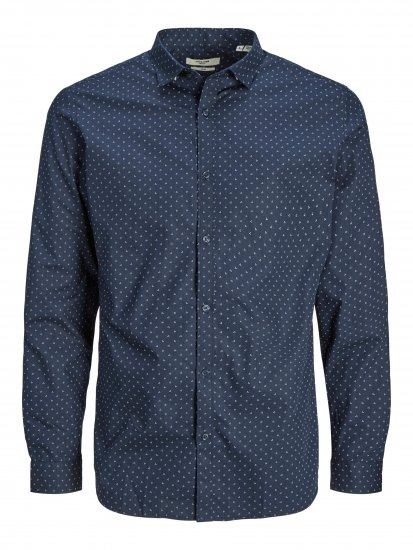 Jack & Jones JPRBLACARDIFF Print Shirt LS Navy - Košile - Košile 2XL-10XL