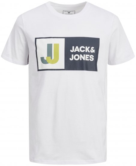 Jack & Jones JCOLOGAN TEE White - Trička - Trička nadměrné velikosti - 2XL-14XL