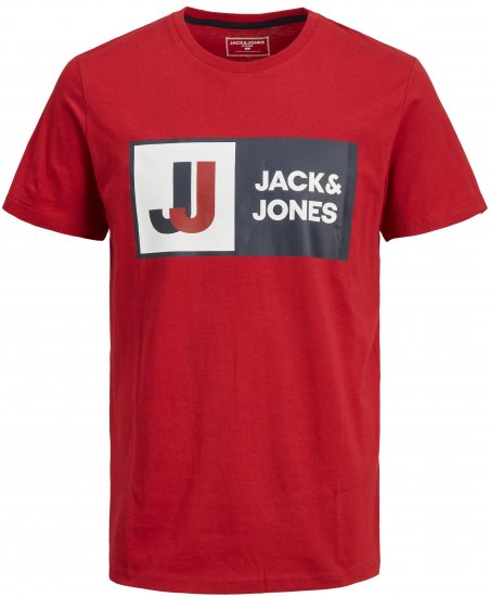 Jack & Jones JCOLOGAN TEE Red - Trička - Trička nadměrné velikosti - 2XL-14XL