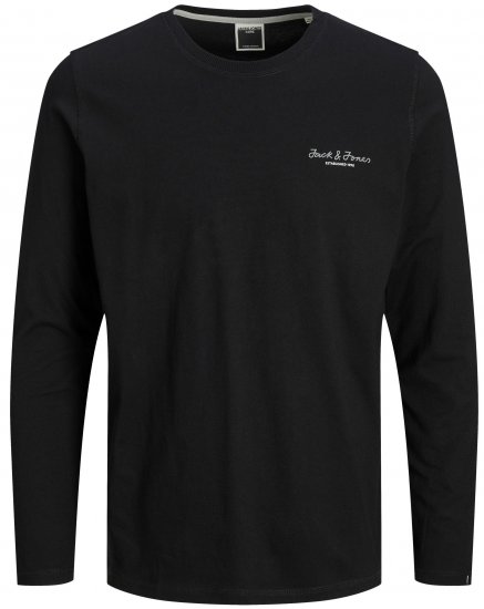 Jack & Jones JCOBERG Long sleeve T-shirt Black - Trička - Trička nadměrné velikosti - 2XL-14XL