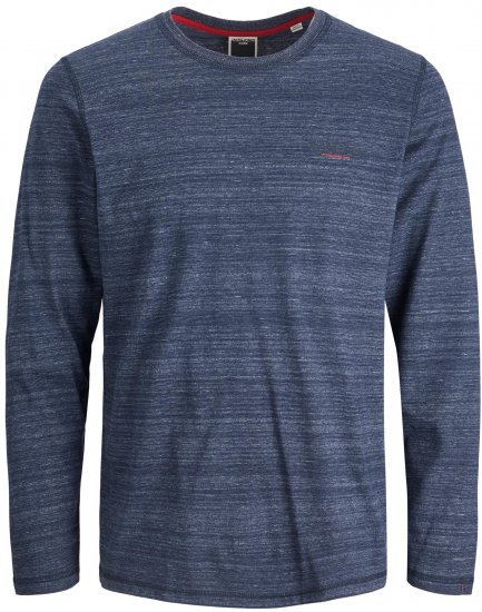 Jack & Jones JCOBERG Long sleeve T-shirt Navy - Trička - Trička nadměrné velikosti - 2XL-14XL