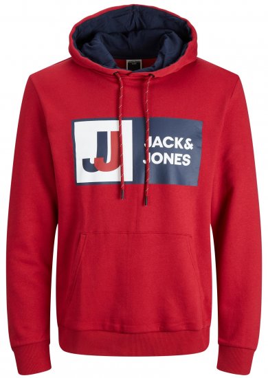 Jack & Jones JCOLOGAN Hoodie Red - Mikiny & mikiny s kapucí - Mikiny & Mikiny s kapucí 2XL-12XL