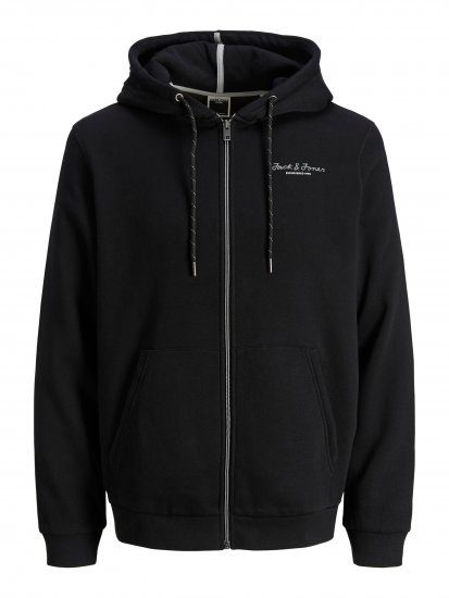 Jack & Jones JCOBERG SWEAT ZIP Hoodie Black - Mikiny & mikiny s kapucí - Mikiny & Mikiny s kapucí 2XL-12XL