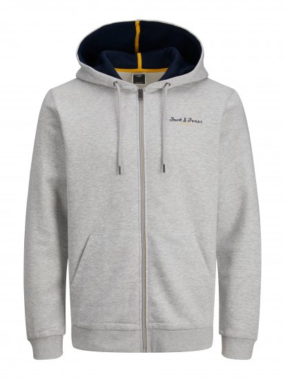 Jack & Jones JCOBERG SWEAT ZIP Hoodie Grey Melange - Mikiny & mikiny s kapucí - Mikiny & Mikiny s kapucí 2XL-12XL