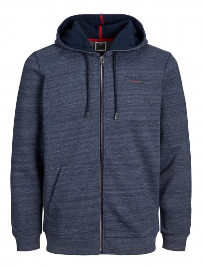 Jack & Jones JCOBERG SWEAT ZIP Hoodie Navy - Mikiny & mikiny s kapucí - Mikiny & Mikiny s kapucí 2XL-12XL