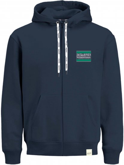 Jack & Jones JORINTERNATIONAL ZIP Hoodie Navy - Mikiny & mikiny s kapucí - Mikiny & Mikiny s kapucí 2XL-12XL