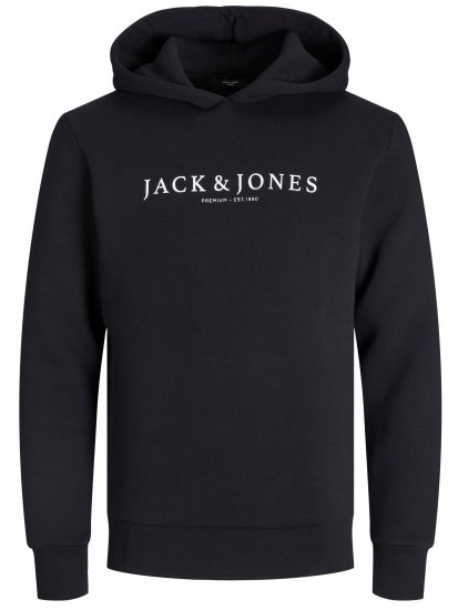 Jack & Jones JPRBLAAUGUST LOGO Hoodie Black - Mikiny & mikiny s kapucí - Mikiny & Mikiny s kapucí 2XL-12XL