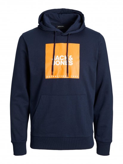 Jack & Jones JJLOCK SWEAT HOOD Navy/Orange - Mikiny & mikiny s kapucí - Mikiny & Mikiny s kapucí 2XL-12XL
