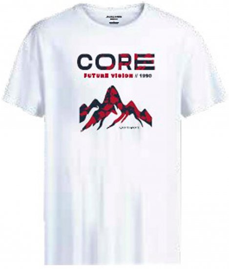 Jack & Jones JCOBOOSTER T-Shirt White - Trička - Trička nadměrné velikosti - 2XL-14XL