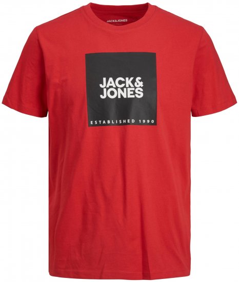 Jack & Jones JJLOCK TEE Red - Trička - Trička nadměrné velikosti - 2XL-14XL