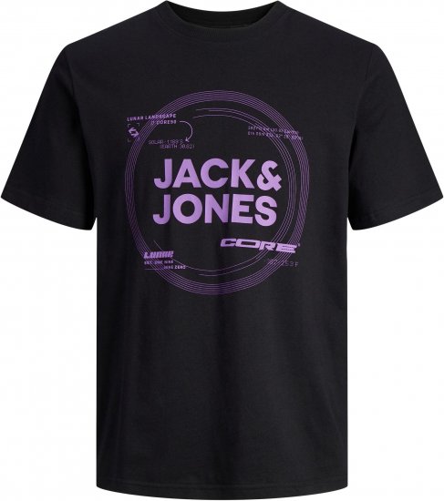 Jack & Jones JCOPILOU TEE SS CREW NECK Black - Trička - Trička nadměrné velikosti - 2XL-14XL