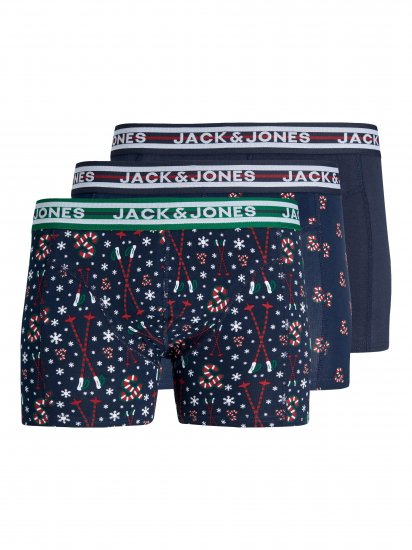 Jack & Jones JACXMAS CANDY TRUNKS 3 PACK Navy Blazer - Spodní prádlo - Spodní Prádlo Nadměrné Velikosti 2XL-8XL