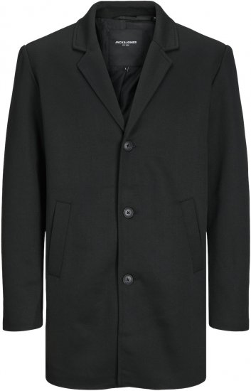 Jack & Jones JJCHUCK Overcoat Black - Bundy - Bundy Nadměrné Velikosti - 2XL-8XL