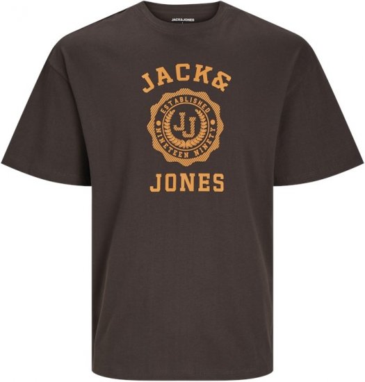 Jack & Jones VICTO T-Shirt Brown - Trička - Trička nadměrné velikosti - 2XL-14XL
