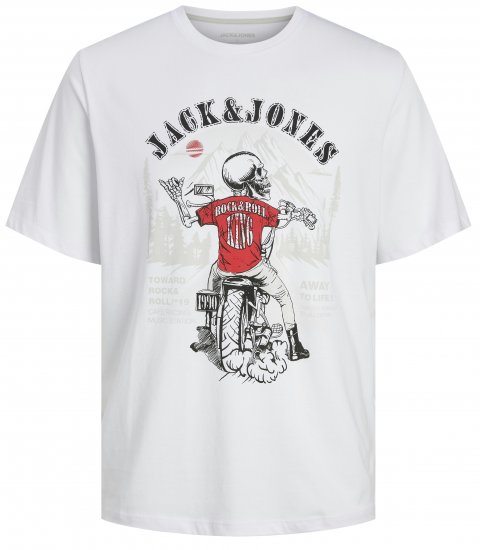 Jack & Jones JJSKULL ROCK T-Shirt White - Trička - Trička nadměrné velikosti - 2XL-14XL