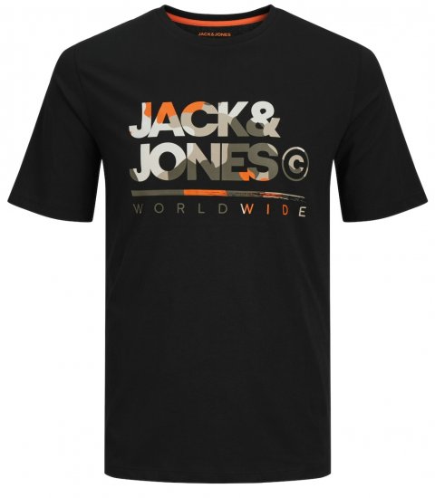 Jack & Jones JJLUKE T-Shirt Black - Trička - Trička nadměrné velikosti - 2XL-14XL