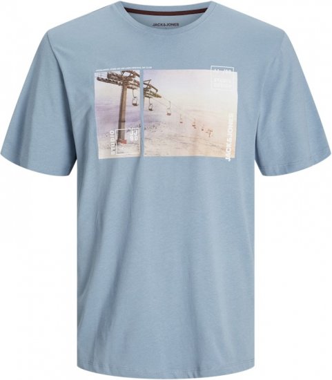 Jack & Jones MAINE T-Shirt Light Blue - Trička - Trička nadměrné velikosti - 2XL-14XL