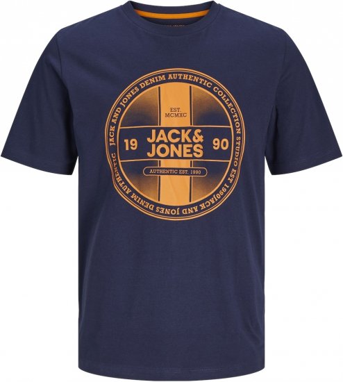 Jack & Jones JJRIO T-Shirt Navy Blazer - Trička - Trička nadměrné velikosti - 2XL-14XL