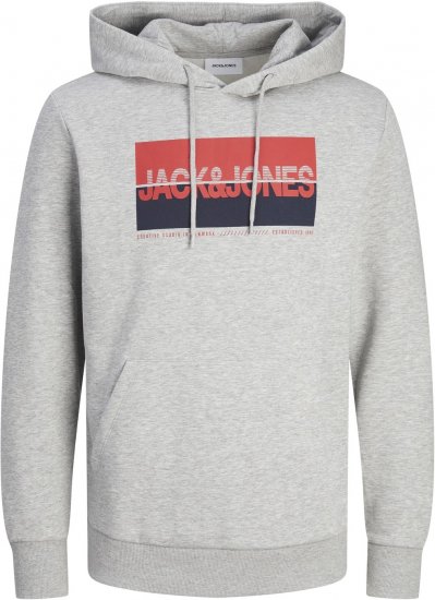 Jack & Jones JJNOLAN Hoodie Light Grey - Mikiny & mikiny s kapucí - Mikiny & Mikiny s kapucí 2XL-12XL