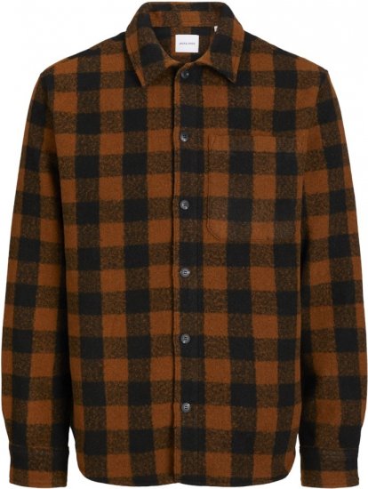 Jack & Jones ZAC Brushed Long Sleeve Overshirt Brown - Košile - Košile 2XL-10XL