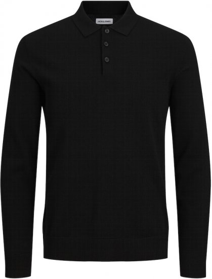 Jack & Jones FRED Long Sleeve Polo Black - Polokošile - Polokošile 2XL-8XL - Trička s límečkem 2XL-8XL