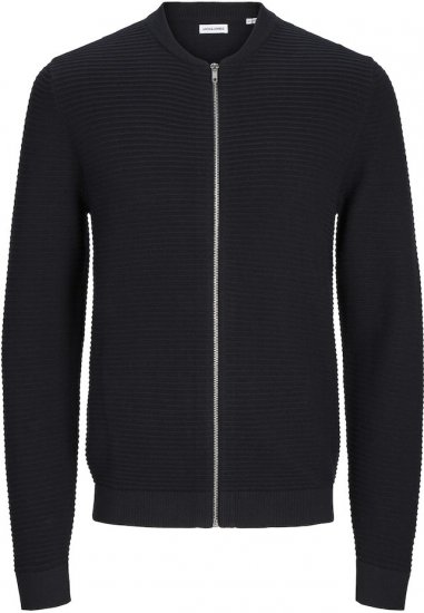 Jack & Jones OTTO Knitted Sweater with Zipper Black - Mikiny & mikiny s kapucí - Mikiny & Mikiny s kapucí 2XL-12XL