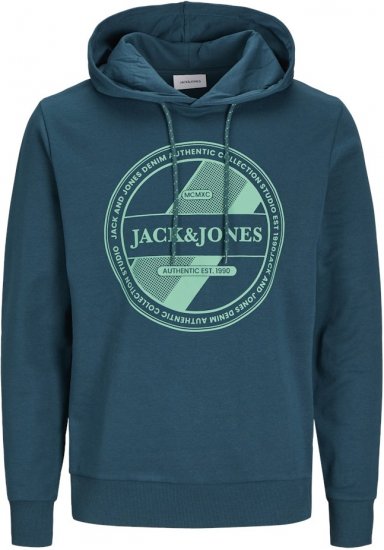 Jack & Jones RIO Hoodie Deep Teal - Mikiny & mikiny s kapucí - Mikiny & Mikiny s kapucí 2XL-12XL