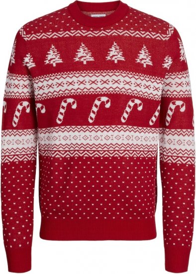 Jack & Jones GABRIEL XMAS Knitted Sweater Red - Mikiny & mikiny s kapucí - Mikiny & Mikiny s kapucí 2XL-12XL