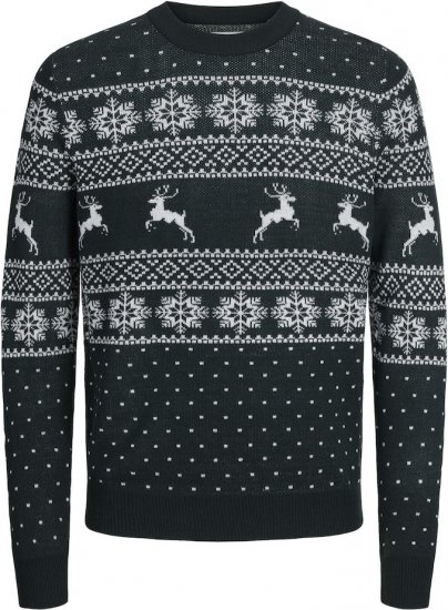 Jack & Jones GABRIEL XMAS Knitted Sweater Green - Mikiny & mikiny s kapucí - Mikiny & Mikiny s kapucí 2XL-12XL