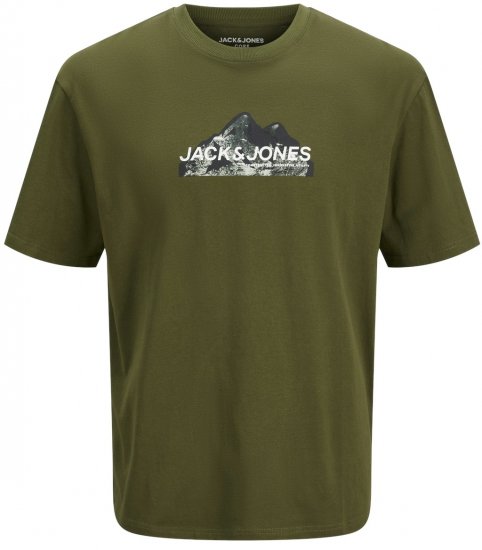 Jack & Jones JCOMOUNTAIN LOGO T-Shirt Cypress - Trička - Trička nadměrné velikosti - 2XL-14XL