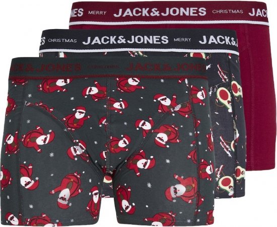 Jack & Jones MERRY X-MAS Trunks 3-Pack Dark Navy - Spodní prádlo - Spodní Prádlo Nadměrné Velikosti 2XL-8XL