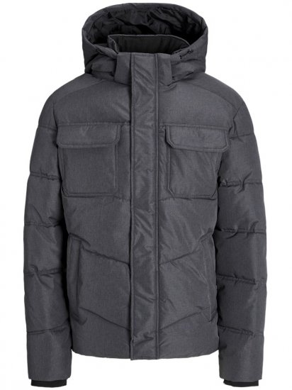 Jack & Jones Morgan Puffer Jacket Dark Grey Melange - Bundy - Bundy Nadměrné Velikosti - 2XL-8XL