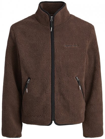 Jack & Jones Norrebro Teddy Jacket Deep Mahogany - Bundy - Bundy Nadměrné Velikosti - 2XL-8XL