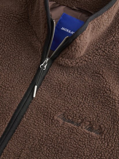 Jack & Jones Norrebro Teddy Jacket Deep Mahogany - Bundy - Bundy Nadměrné Velikosti - 2XL-8XL