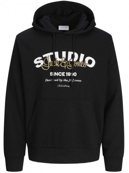 Jack & Jones Yuki Hood Sweatshirt Black - Mikiny & mikiny s kapucí - Mikiny & Mikiny s kapucí 2XL-12XL