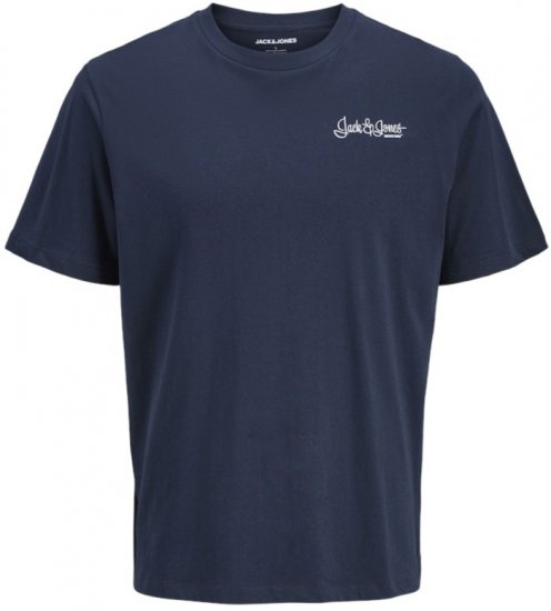 Jack & Jones Yuki Back Print Crew Neck T-Shirt Sky Captain - Trička - Trička nadměrné velikosti - 2XL-14XL