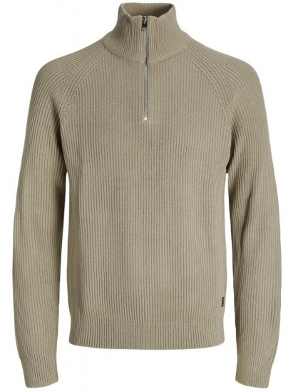 Jack & Jones Pannel Knit Half Zip Pullover Crockery - Mikiny & mikiny s kapucí - Mikiny & Mikiny s kapucí 2XL-12XL