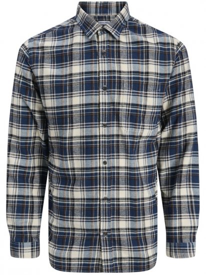 Jack & Jones James Long Sleeve Flannel Shirt Navy Blazer - Košile - Košile 2XL-10XL