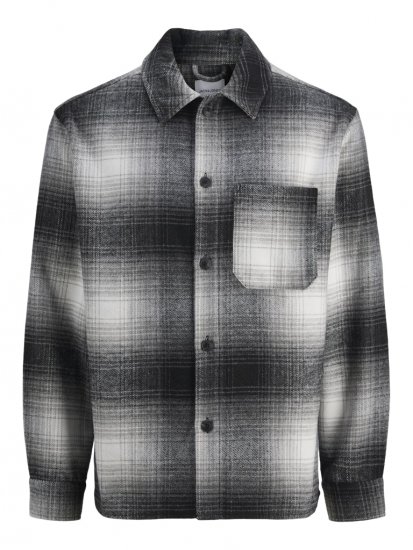 Jack & Jones Zac Long Sleeve Heavy Brush Overshirt Black - Košile - Košile 2XL-10XL