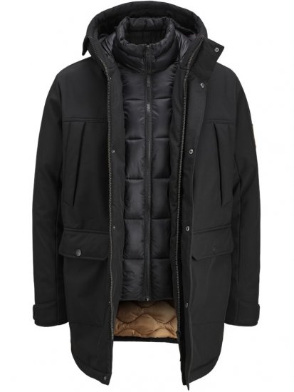 Jack & Jones Finn Softshell Parka Black - Bundy - Bundy Nadměrné Velikosti - 2XL-8XL