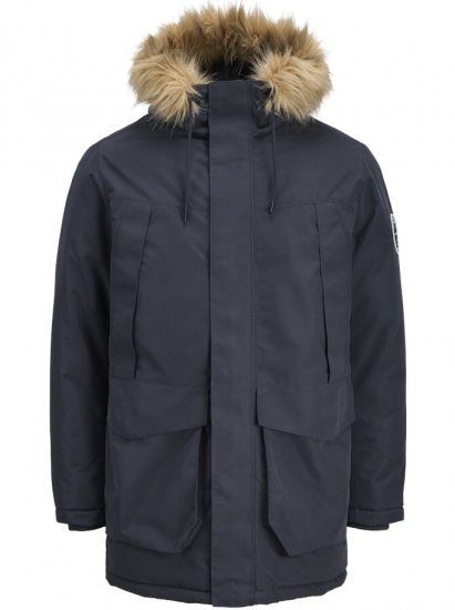 Jack & Jones Camp Faux Fur Parka Dark Navy - Bundy - Bundy Nadměrné Velikosti - 2XL-8XL